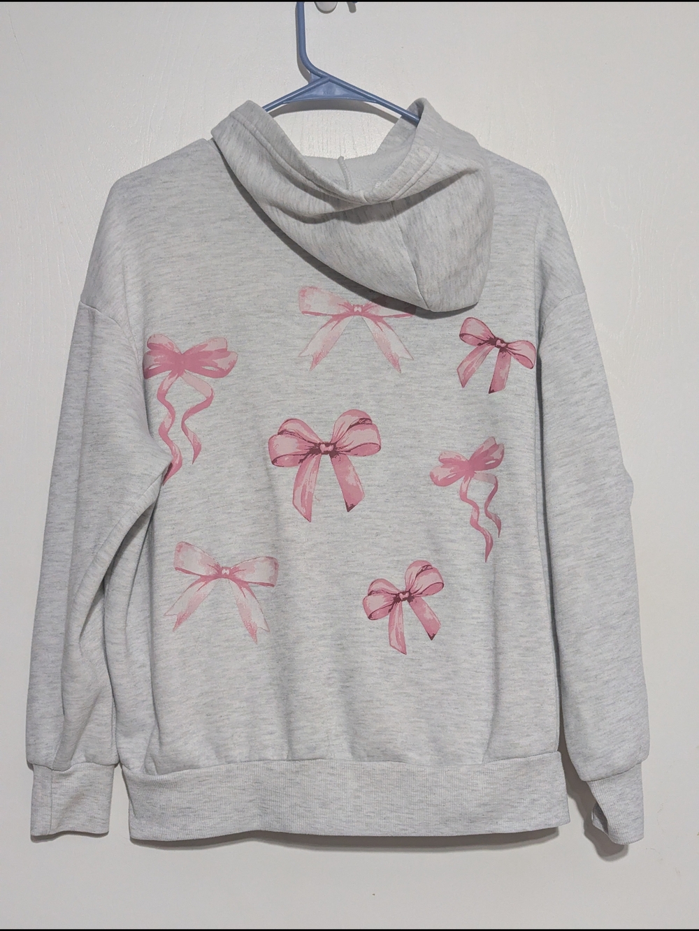Light Gray Hoodie with Pink Bow Print/ Paris - Charlotte Russe
